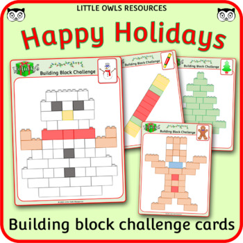 Preview of Happy Holiday Building Block Challenge Cards - Christmas / Holidays
