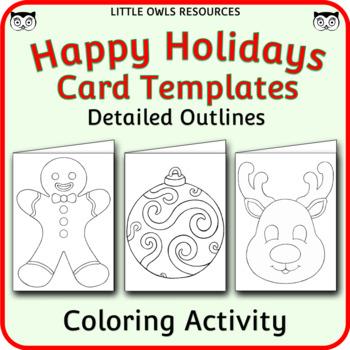 Preview of Happy Holiday Cards (Detailed) - Coloring/Design Activity - Christmas / Holidays