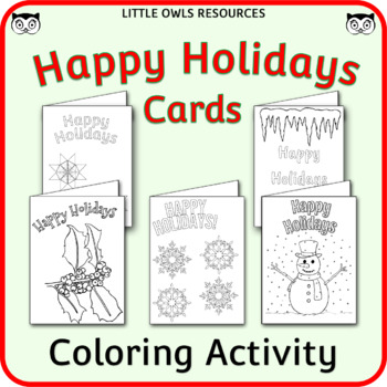 Preview of Happy Holiday Cards Templates - Coloring Activity