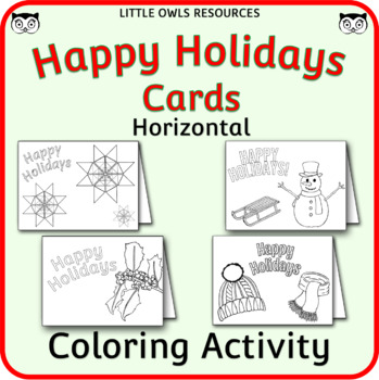 Preview of Happy Holiday Cards Templates - Coloring Activity (horizontal cards)