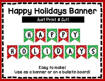 Happy Holidays Banner - Red & Green Style by DH Kids | TpT