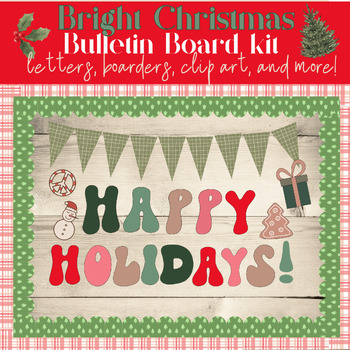 Preview of Happy Holidays Bright Christmas Bulletin Board Kit: Letters, Borders, Banners