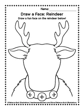 reindeer head coloring pages for kids printable