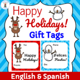 Happy Holidays Gift Tags in English and Spanish Felices Fiestas