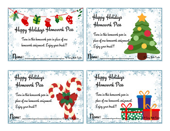 Preview of Happy Holidays Homework Passes!