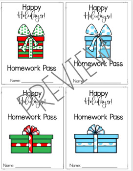 Preview of Happy Holidays Homework Passes