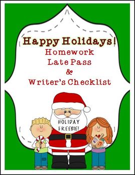 Preview of Free Happy Holidays Late Homework Coupon Writer's Checklist