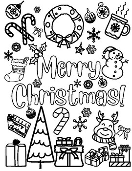 Happy Holidays/Merry Christmas coloring page by Teaching With Talbot