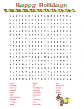 Preview of Happy Holidays Word Search