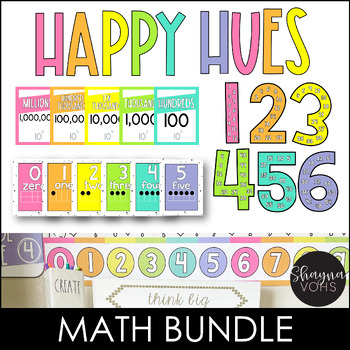 Preview of Happy Hues Math Posters Bundle | Bright