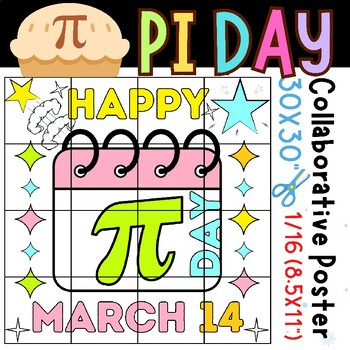 Preview of Happy International Pi Day math activity | March coloring | Collaborative Poster