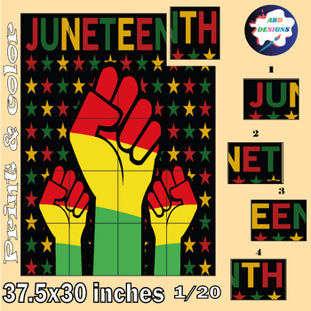 Preview of Happy Juneteenth Day Coloring Collaborative Poster Art Juneteenth Day activitie