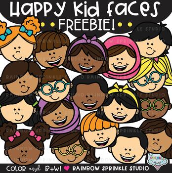Preview of Happy Kid Faces Clipart FREEBIE! {kid clipart}