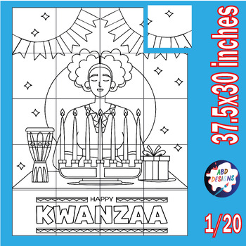 Preview of Happy Kwanzaa Collaborative Coloring Poster Bulletin Board Craft