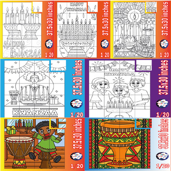 Preview of Happy Kwanzaa Collaborative Coloring Poster Bulletin Board Craft/Bundle