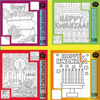 Preview of Happy Kwanzaa Collaborative Coloring Poster Engaging Art Bulletin Board Bundle