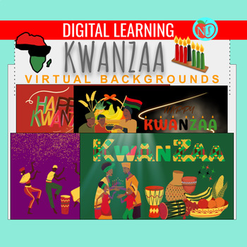 Preview of Happy Kwanzaa Virtual Backgrounds | 8 HOLIDAY THEME BACKGROUDS for Zoom