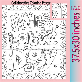 Preview of Happy Labor Day ! Zantangle Collaborative Coloring Poster | Classroom -Activity