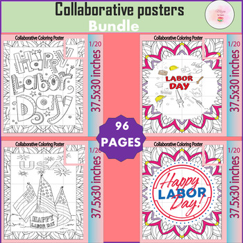 Preview of Happy Labor Day ! Zantangle Collaborative Poster | Classroom -Activity Bundle