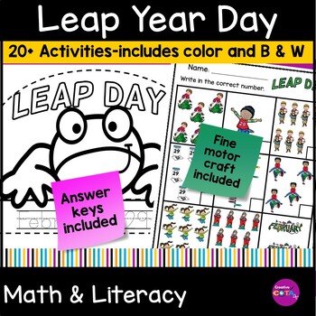 Preview of Happy Leap Year Day 2024 Activities & Worksheets-Math & Writing Center Ideas