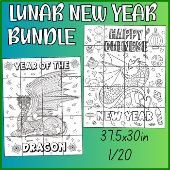 Preview of Bundle Happy Lunar Chinese New Year Collaborative Poster Dragon Year Craft