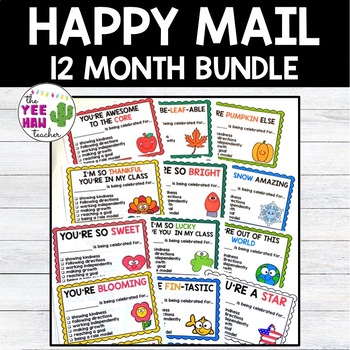 Preview of Happy Mail 12 Month Bundle | Positive Behavior Notes | Classroom Management