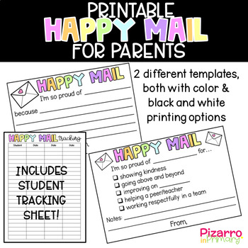 Preview of Happy Mail, Positive Parent Mail, Parent Communication Note, Proud Teacher mail