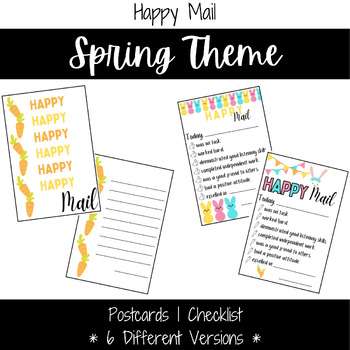 Preview of Happy Mail | Spring Theme | Positive Notes | Parent Communication