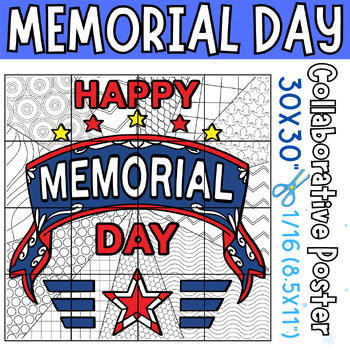 Preview of Happy Memorial Day Collaborative Coloring Poster Art