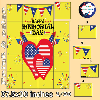 Preview of Happy Memorial Day Collaborative Coloring Poster Art Craft