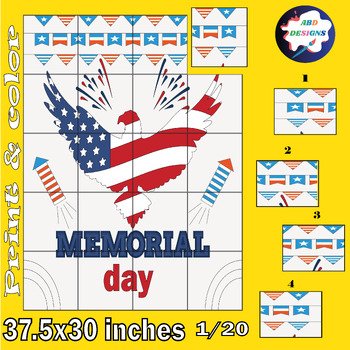 Preview of Happy Memorial Day Collaborative Coloring Poster Art Craft