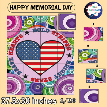 Preview of Happy Memorial Day Collaborative Coloring Poster Art Craft- Bulletin Board