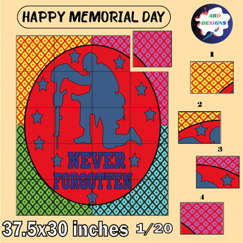 Preview of Happy Memorial Day Collaborative Coloring Poster Art Craft- Bulletin Board