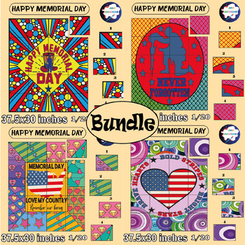 Preview of Happy Memorial Day Collaborative Coloring Poster Art Craft Bundle