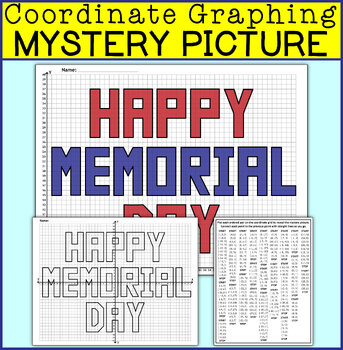 Preview of Happy Memorial Day Coordinate Graphing Mystery Picture - Memorial Day Activities