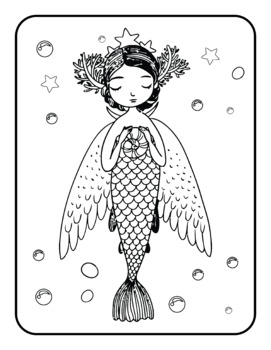 Happy Mermaids Coloring book by Boopanpankids