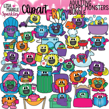 Happy Monster Adulting Planner Chore Clipart Bundle Tpt - 