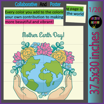 Preview of Happy Mother Earth Day Quote: Activity Collaborative Color Poster Bulletin Board