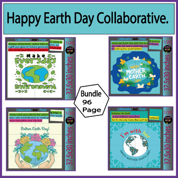 Preview of Happy Mother Earth Day Quote: Activity Collaborative Coloring page Poster Bundle