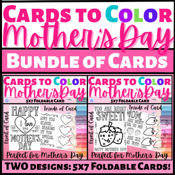 Happy Mother's Day Cards To Color! Bundle of Cards: Foldable Card ...