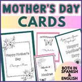 Happy Mother's Day Coloring Card in English and Spanish Fe