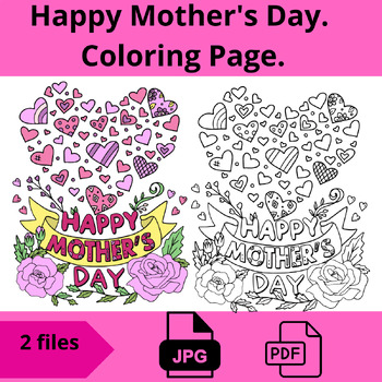 Preview of Happy Mother's Day. Coloring Page.