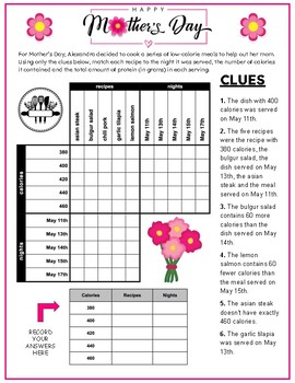 Preview of Happy Mother's Day - Critical Thinking Grid Logic Puzzle with Zentangle to Color