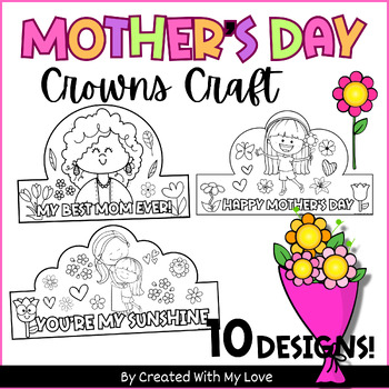 Preview of Happy Mother's Day Crowns Headbands Craft, May Spring Hat Coloring Activity