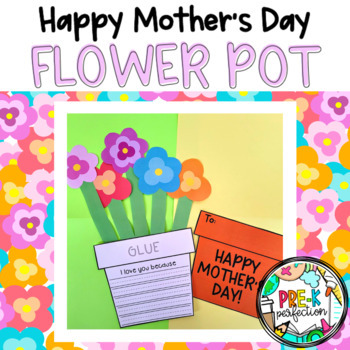 Happy Mother's Day Flower Pot Card and Writing prompt by Pre-K Perfection