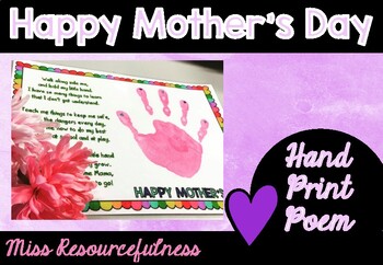 Preview of Mother's Day Handprint Craft Poem - Handmade gift