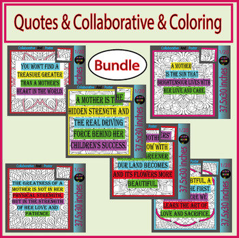 Preview of Happy Mother's Day Quote -  Collaborative Coloring Pages | Bulletin Board Bundle