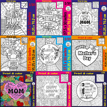 Preview of Happy Mothers Day Poster Bundle Classroom Activity Bulletin Board Craft Decor