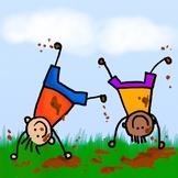 Happy Mud Boys - Free and Fun Clip Art Cartoon