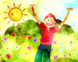 Happy Nature Boy Watercolor Illustration
